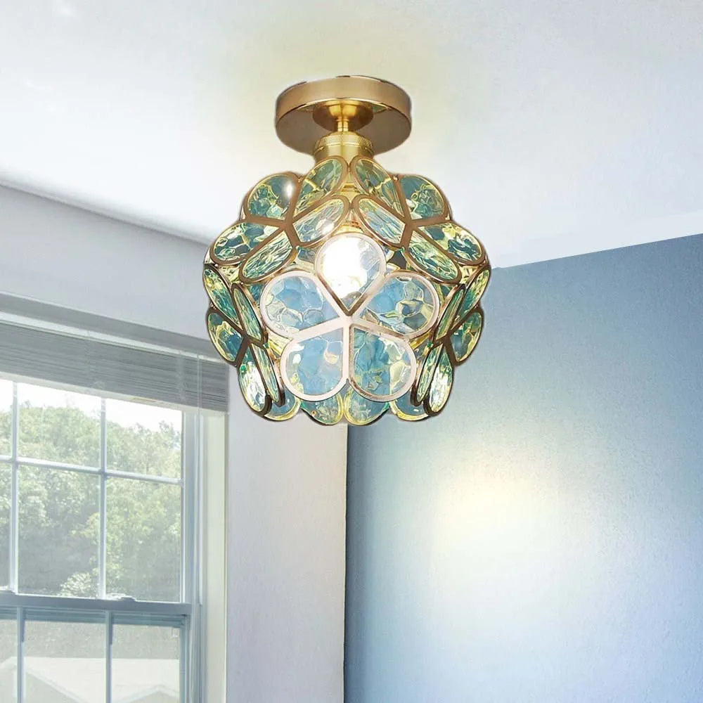 Floral Glass Flush Mount Ceiling Lamp