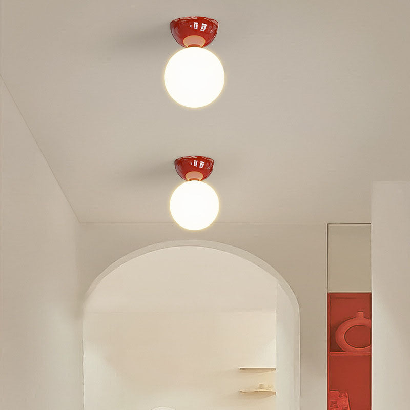 Single Globe Flush Mount Ceiling Lamp