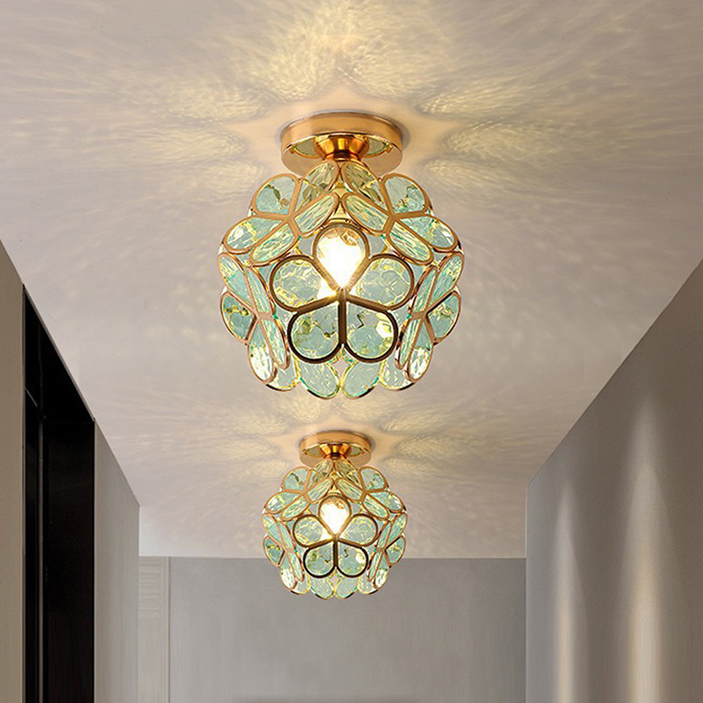 Floral Glass Flush Mount Ceiling Lamp
