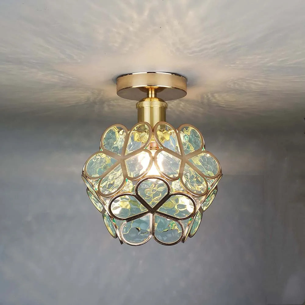 Floral Glass Flush Mount Ceiling Lamp