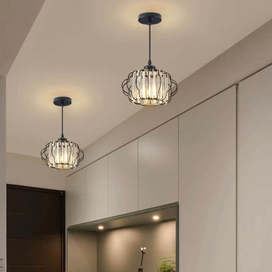 Flush Pendant Ceiling Light Crystal Detail