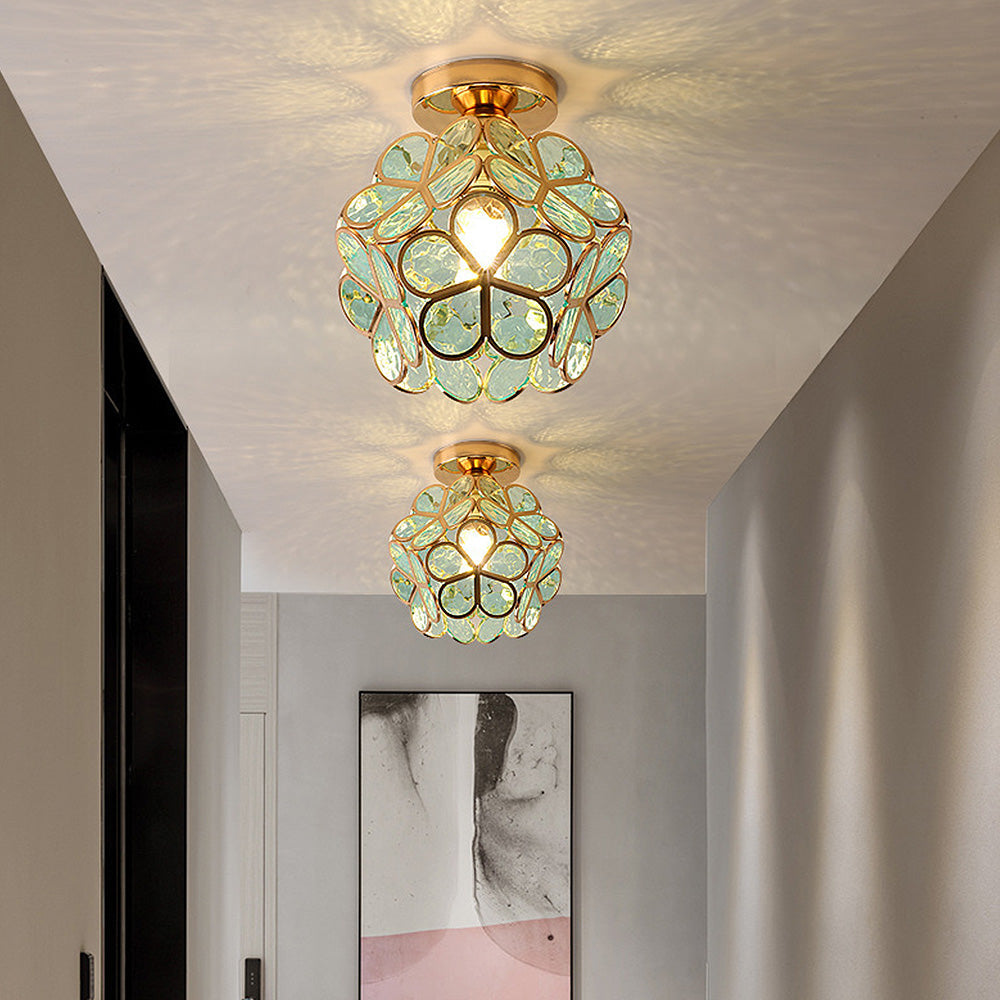 Floral Glass Flush Mount Ceiling Lamp