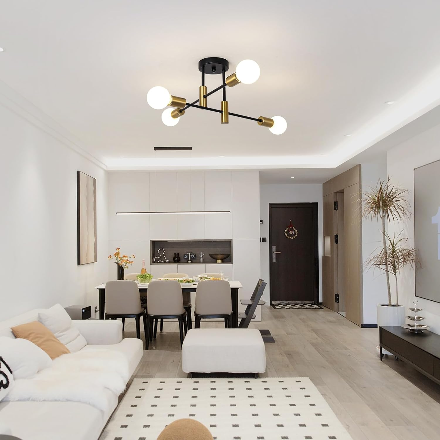 Multi Arm Flush Mount Ceiling Light
