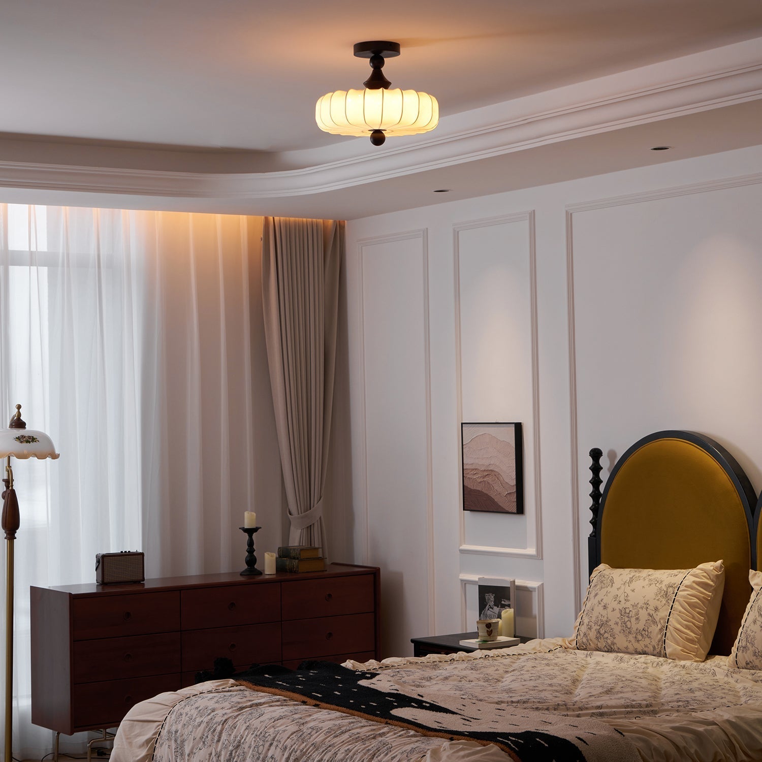 Decorative Round Semi Flush Ceiling Light