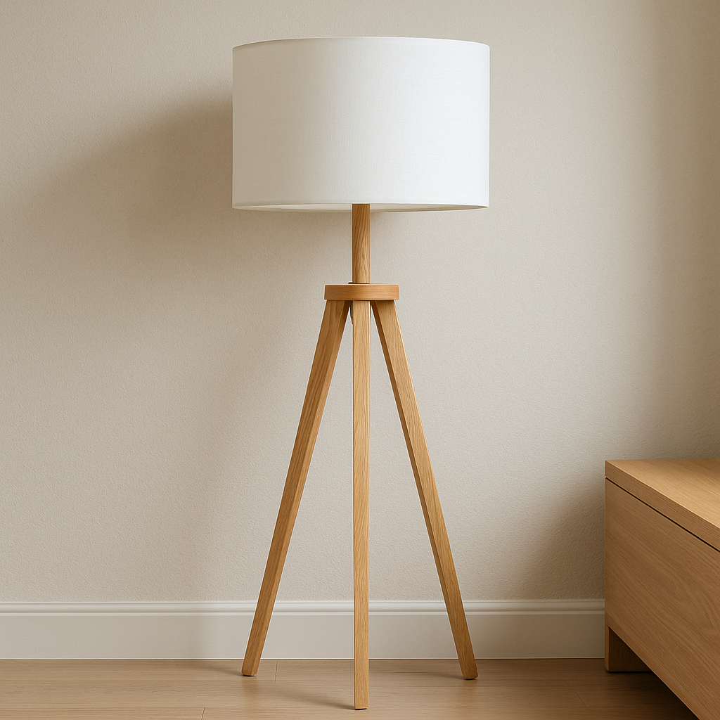 Oak Tripod Floor Lamp