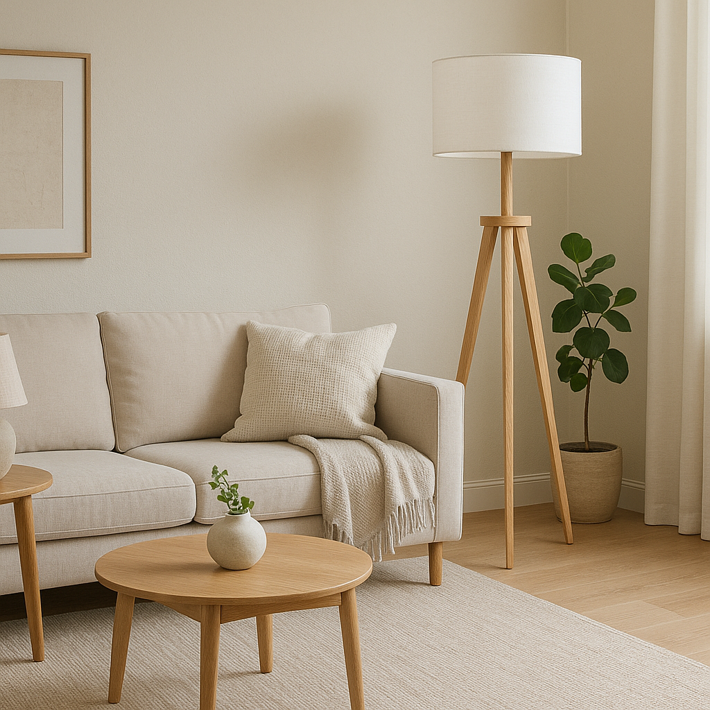 Oak Tripod Floor Lamp