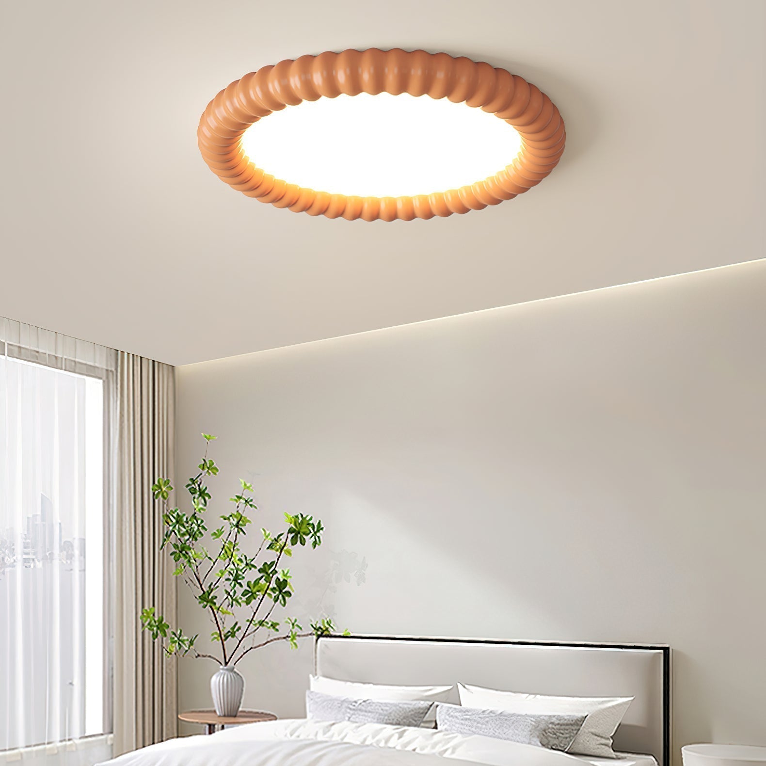 Ridged Ring Flush Mount Ceiling Lamp