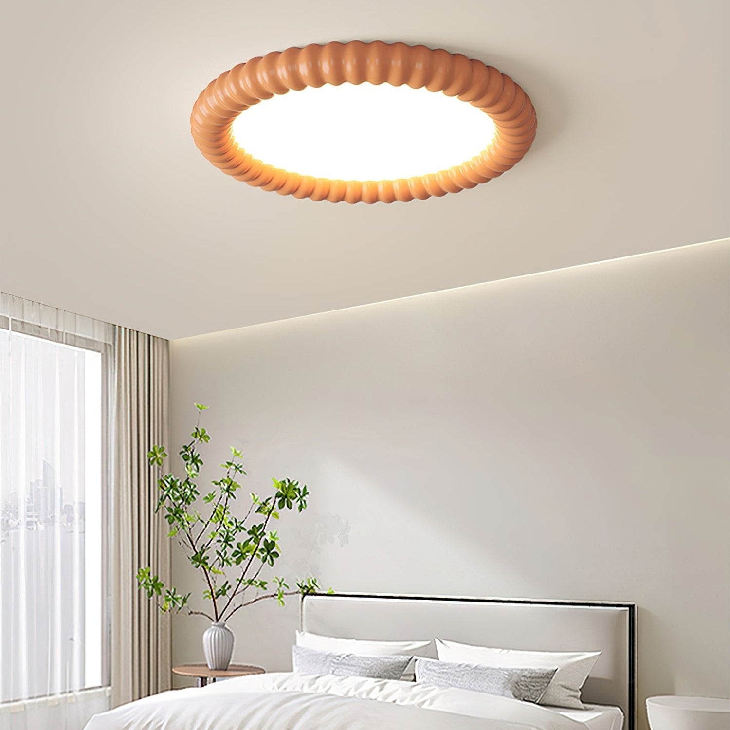 Ridged Ring Flush Mount Ceiling Lamp