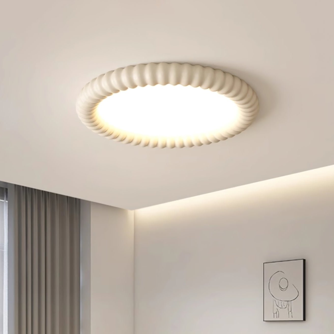 Ridged Ring Flush Mount Ceiling Lamp
