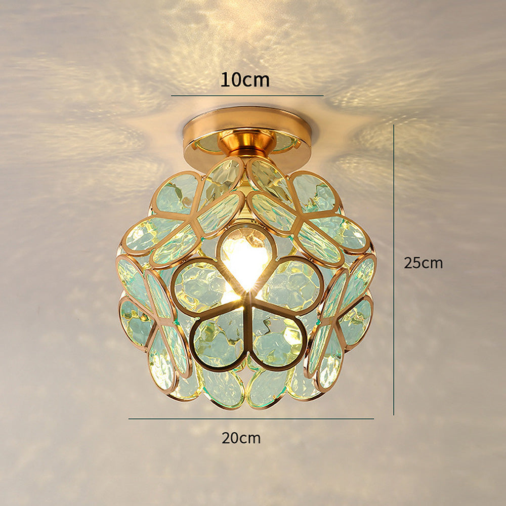 Floral Glass Flush Mount Ceiling Lamp