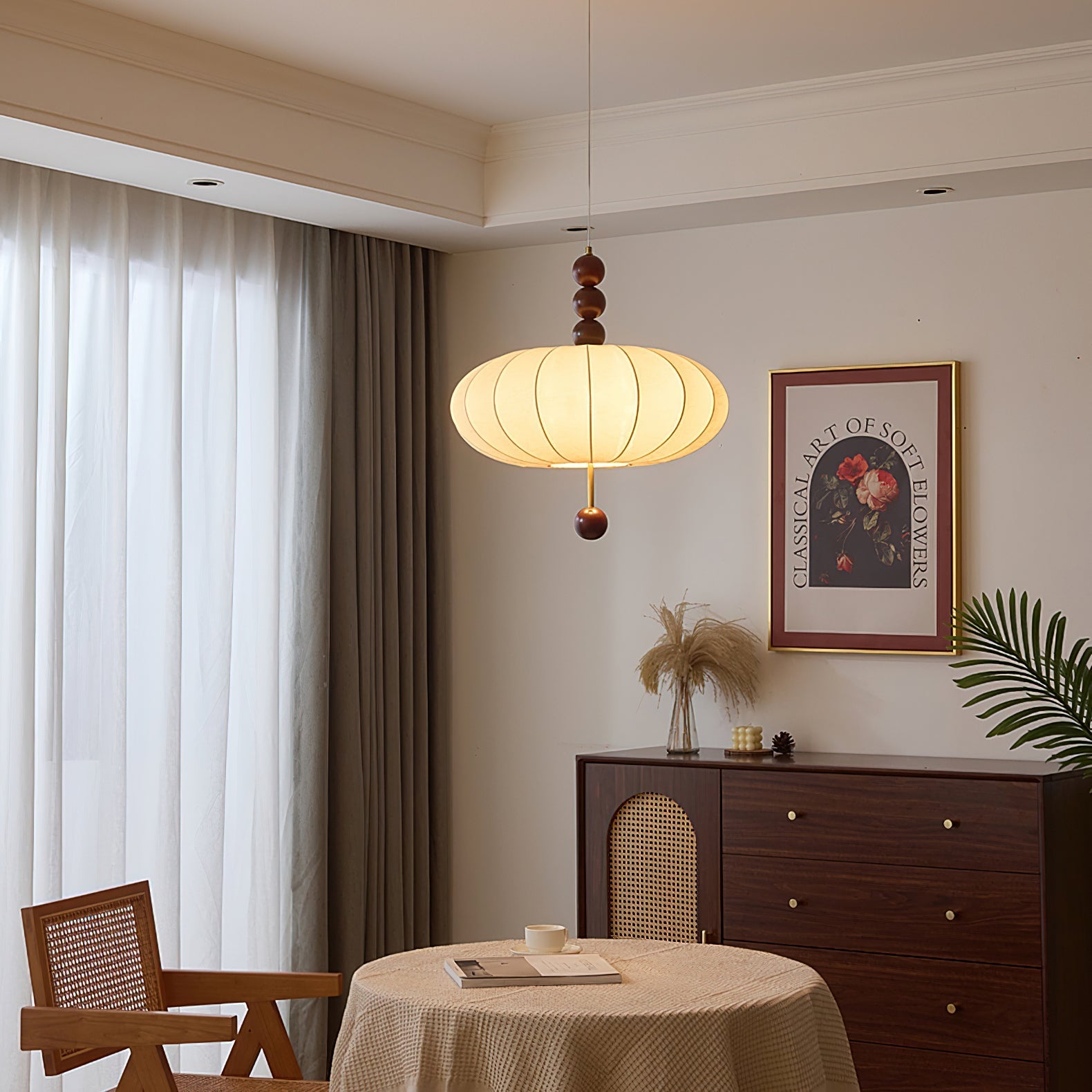 Beaded Round Pendant Ceiling Light