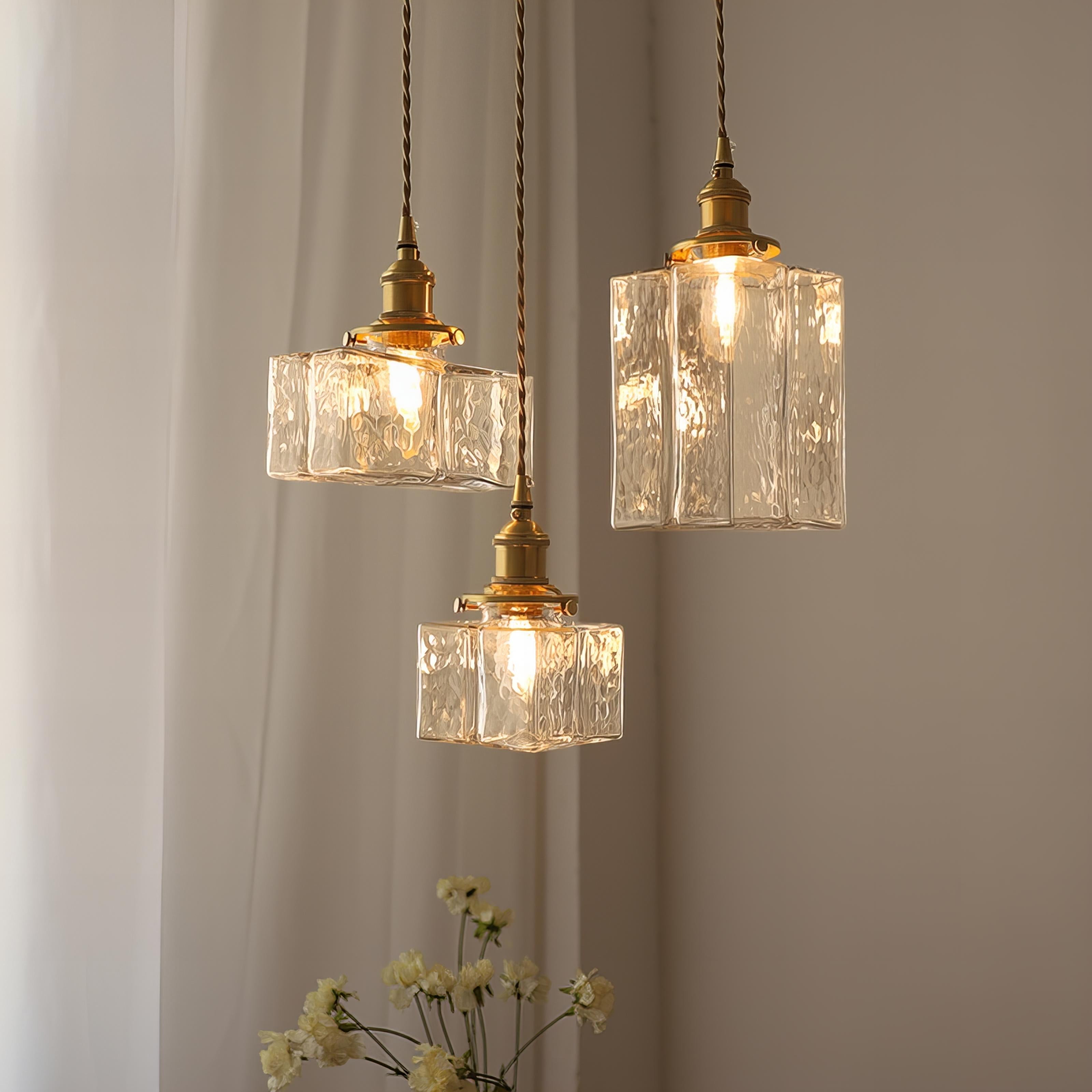 Slim Chandelier Ceiling Light Glass Shade