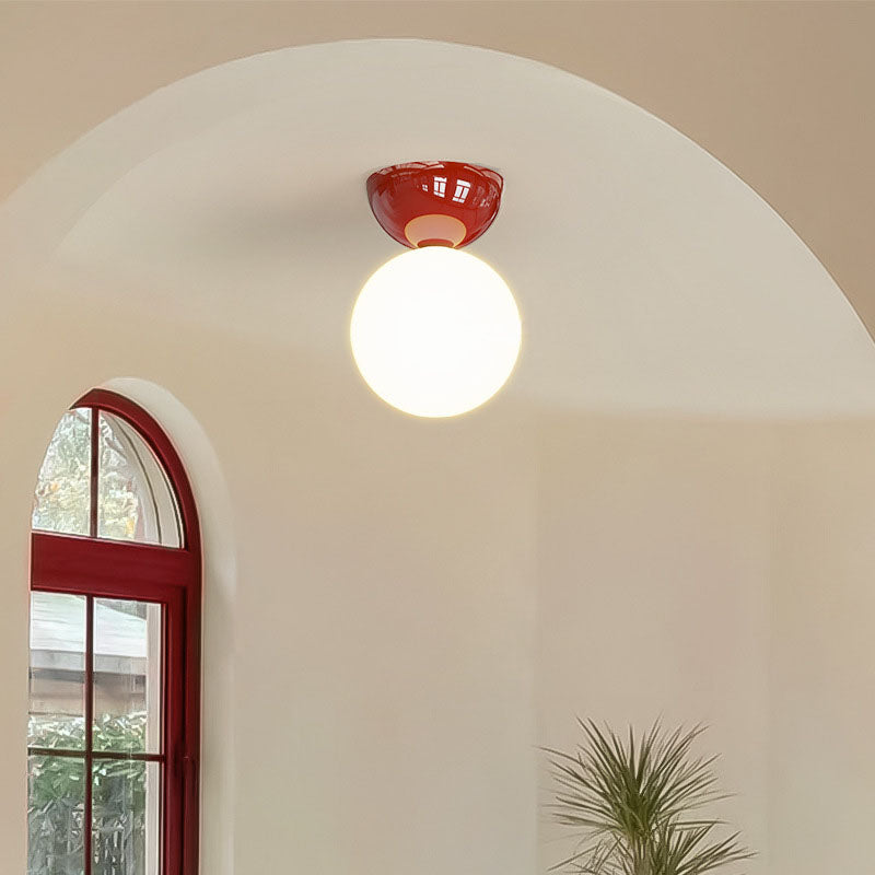 Single Globe Flush Mount Ceiling Lamp