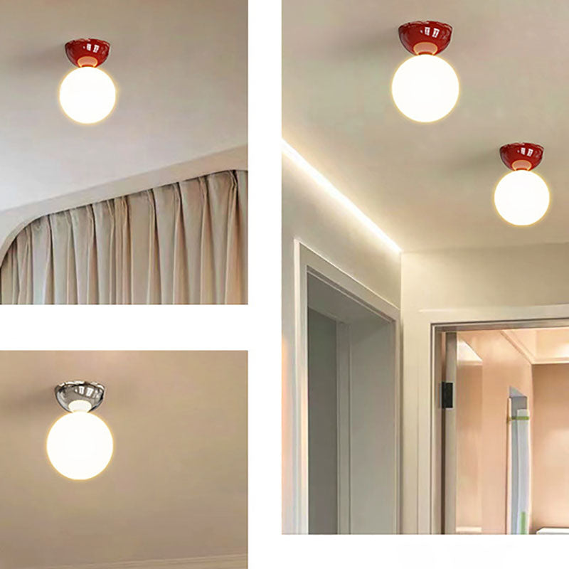 Single Globe Flush Mount Ceiling Lamp