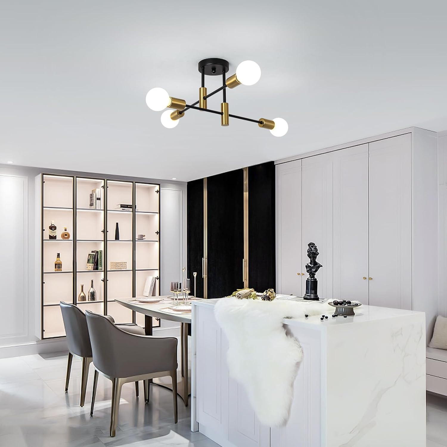 Multi Arm Flush Mount Ceiling Light