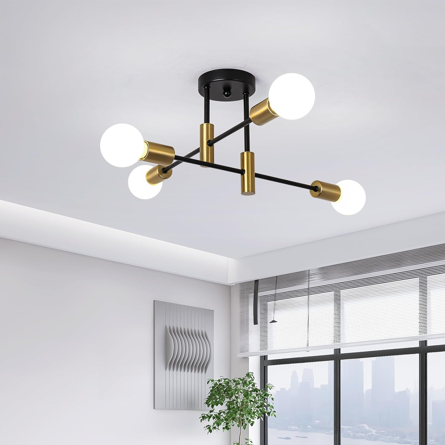 Multi Arm Flush Mount Ceiling Light