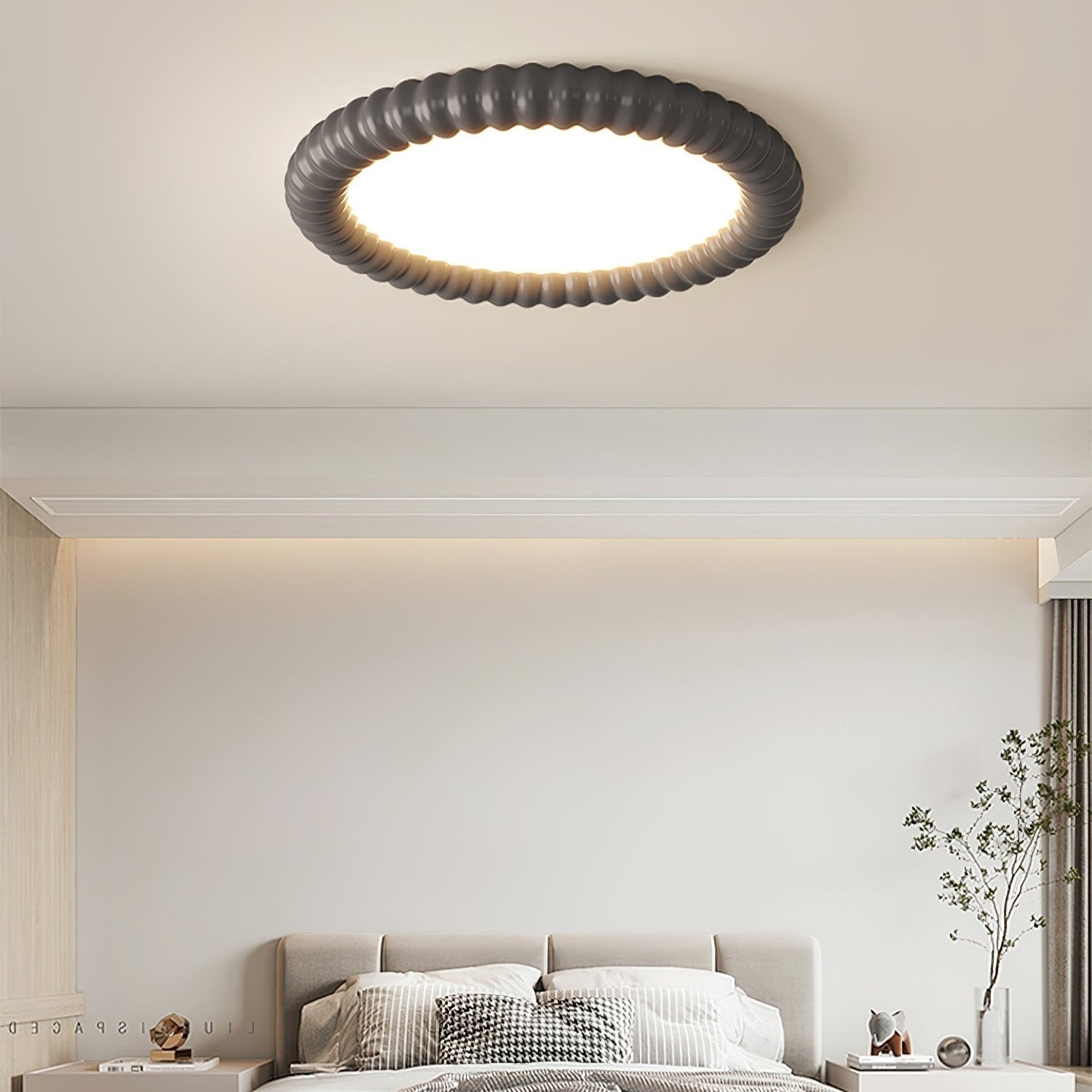 Ridged Ring Flush Mount Ceiling Lamp