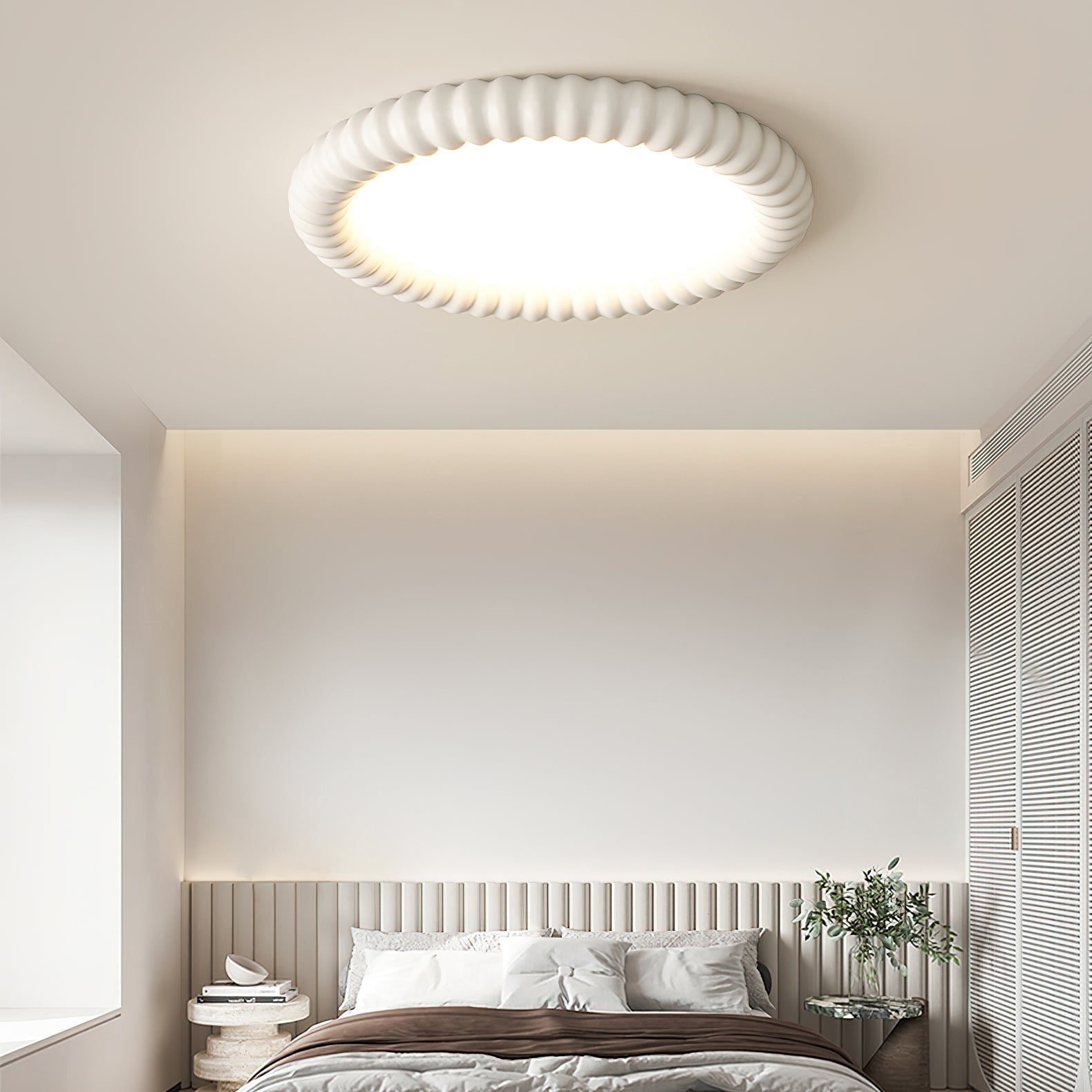 Ridged Ring Flush Mount Ceiling Lamp