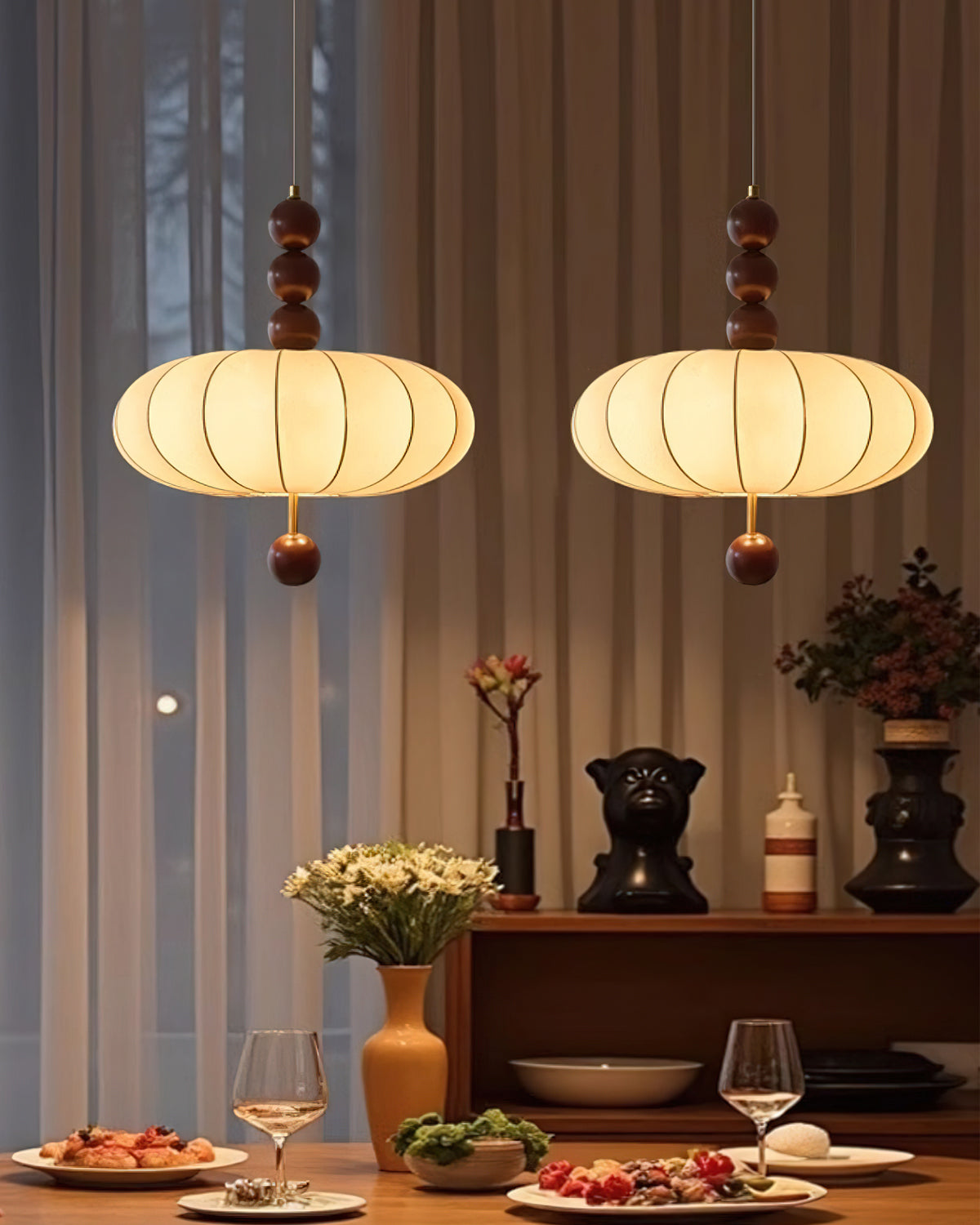 Beaded Round Pendant Ceiling Light